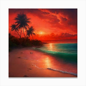 Sunset On The Beach 1 Canvas Print