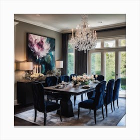 700563 Elegant Dining Room With Crystal Chandelier, Dark Xl 1024 V1 0 Canvas Print