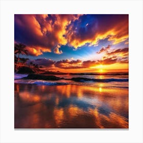 Sunset On The Beach 346 Canvas Print