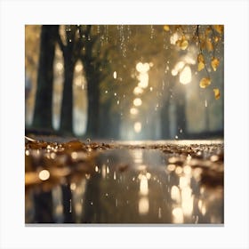 Sunlit Puddles beneath the Sycamore Trees Canvas Print