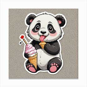 Sticker Of A Cute Panda Eating Ice Cream 1408441847 Canvas Print