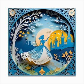 Cinderella Paper Cut Art Canvas Print