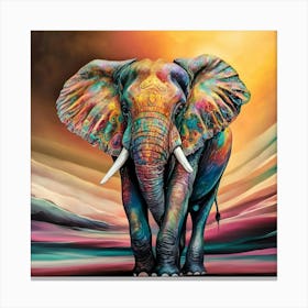 Elephant In The Sunset Canvas Print