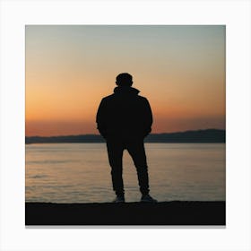 Silhouette Of A Man At Sunset2 Canvas Print