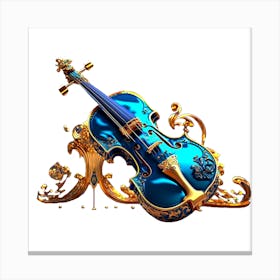 Blue Violin Isolated On White Canvas Print