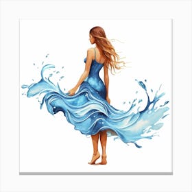 Blue Water Splash Canvas Print