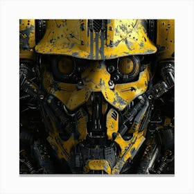 Grungy Masked Samurai Cyborg Canvas Print