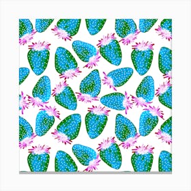 Turquoise Green Strawberries Fruit Canvas Print
