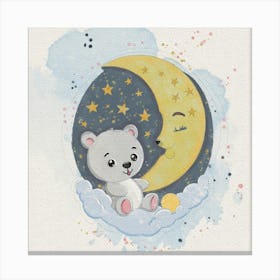 Teddy Bear On The Moon Canvas Print