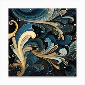 Abstract Blue And Gold Swirls Canvas Print