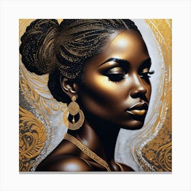 Gold And Black 14 Canvas Print