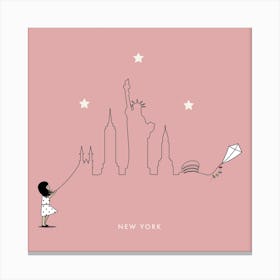 New York Kite Skyline Canvas Print