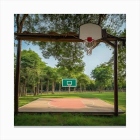 Basketball Court In The Park Canvas Print