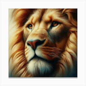 Lion Portrait in oil colors Canvas Print