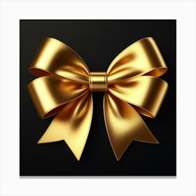 Gold Bow On Black Background 4 Canvas Print