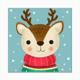 Cute Deer with Christmas Sweater Canvas Print