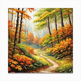 Forest In Autumn In Minimalist Style Square Composition 347 Canvas Print