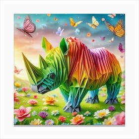 Origami Rhino 1 Canvas Print