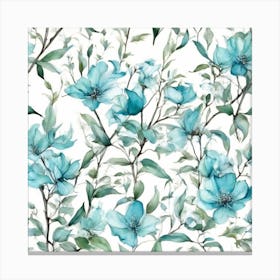 Watercolor Blue Flowers Canvas Print