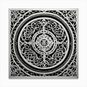 Black And White Thin Gothic Ornament In The Form O (1) Canvas Print