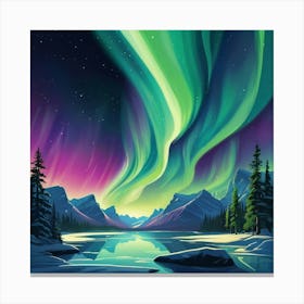 Northern Latitudes The Effect Aurora Borealis Or The Northern Lights Canvas Print