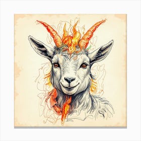 Goat Head With Horns Canvas Print