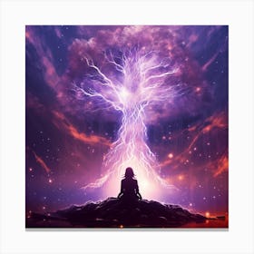 Meditating Woman With Lightning Canvas Print