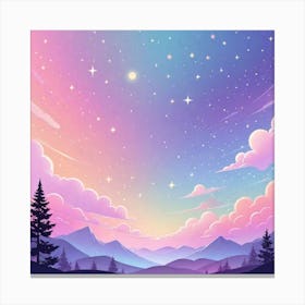 Sky With Twinkling Stars In Pastel Colors Square Composition 82 Canvas Print