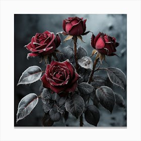 Three Red Roses Canvas Print