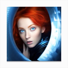 Woman With Red Hair And Blue Eyes Canvas Print