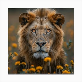 Lion In The Field 2 Canvas Print