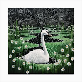 Ohara Koson Inspired Bird Painting Swan 2 Square Canvas Print