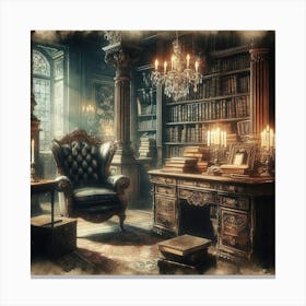 Gloomy Library Canvas Print