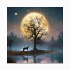 Full Moon In The Forest Canvas Print