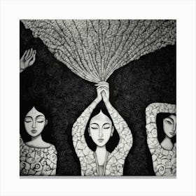 Three Women By Sanjay Kumar Canvas Print