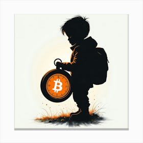 Child Holding Bitcoin Compass Canvas Print