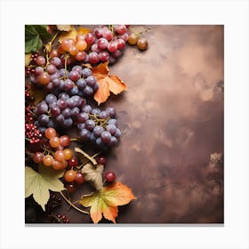 Autumn Grapes On A Brown Background 1 Canvas Print