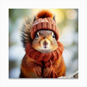 Firefly Adorable Squirrel In Cozy Knitted Accessories 3984 Canvas Print