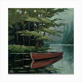 Canoe On The Lake Canvas Print