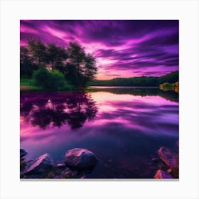Purple Sky Over Lake Canvas Print