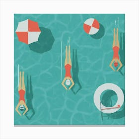Swimming Pool Flat Design Illustration Canvas Print