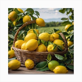 Lemons In A Basket 4 Canvas Print