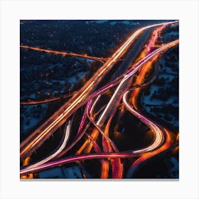 Highway At Night Canvas Print