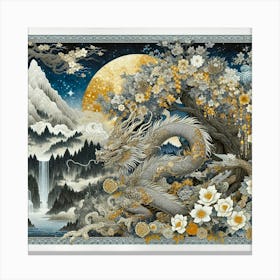 Oriental dragon king of the waterfall Canvas Print