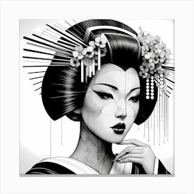 Geisha Head - Abstract Line Art Illustration 36 Canvas Print