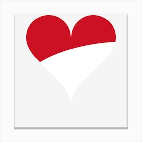 Heart Love Flag National Flag Indonesia Canvas Print