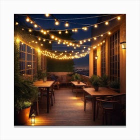 Patio With String Lights 1 Canvas Print