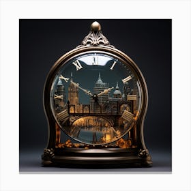 Cityscape Clock Canvas Print