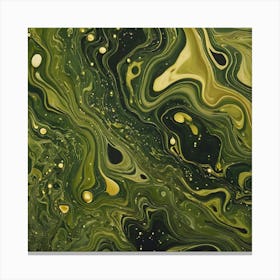 olive gold abstract wave art 28 Canvas Print