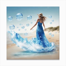 Girl In A Blue Dress 2 Canvas Print
